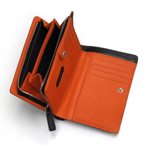 マイウォリット（Mywalit）　VBミドルウォレット　MY1175151　ブラック／オレンジ ハン...