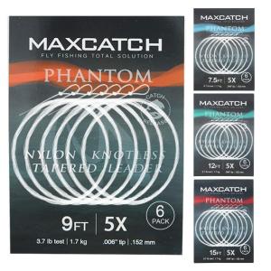M MAXIMUMCATCH Maxcatch 6枚1パック フライリーダー リーダーライン フライライン ループ付き 7.5ft/9ft/｜hands-new-shop