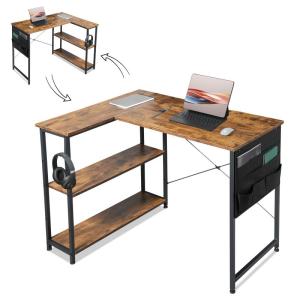 Maihail デスク 机 pcデスク パソコンデスク l字デスク 右棚左棚 幅99cm desk コーナーデスク つくえ 棚板高さ調節可能｜hands-new-shop