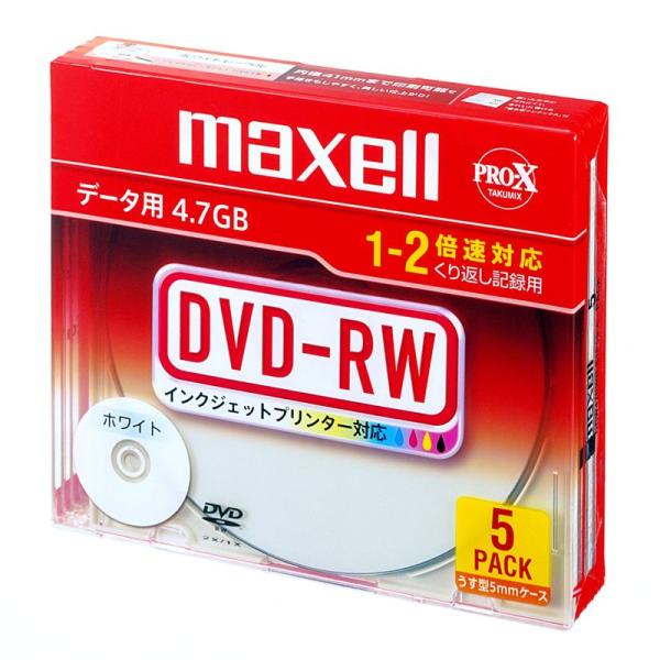 maxell データ用 DVD-RW 4.7GB 2倍速対応 インクジェットプリンタ対応ホワイト 5...