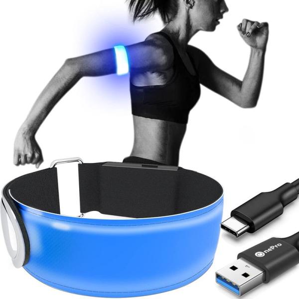 LEDアームバンド USB C 充電式 夜間スポーツ用 ランニング ジョギング ウォーキング ライト...