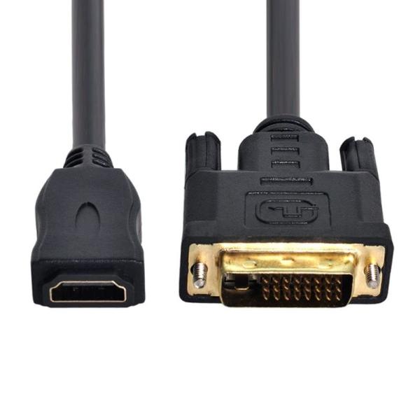 CY HDMI-DVIケーブル 0.3フィート DVI 24+1オス-HDMIメスアダプターケーブル...