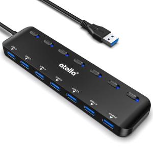 atolla USB ハブ 7ポート USB3.0ハブ 100cmケーブル 個別スイッチ USB hub ウルトラスリム USB拡張 5Gb｜hands-new-shop