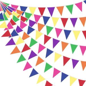 PinkBlume 7色三角旗 布ガーランドバナーパーティー 飾り約10m カラフルな布の旗 パーティペナント装飾 アウトドア 旗 誕生日｜hands-new-shop