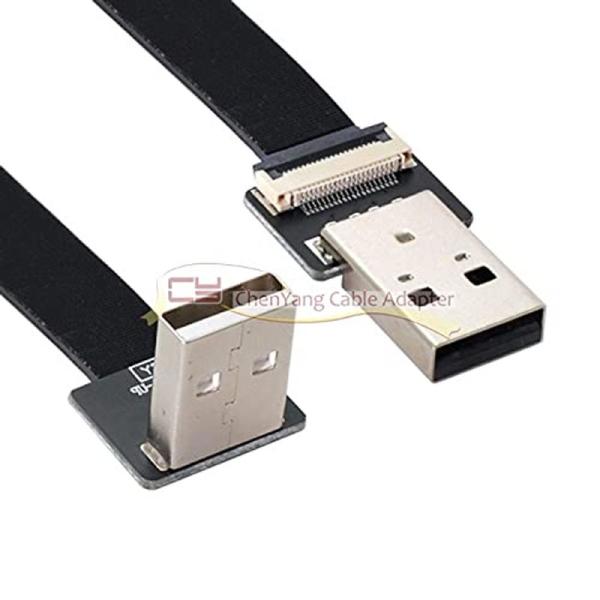 Xiwai 0.2M 上向きUSB 2.0 Type-A オスからタイプAオス データフラットスリム...