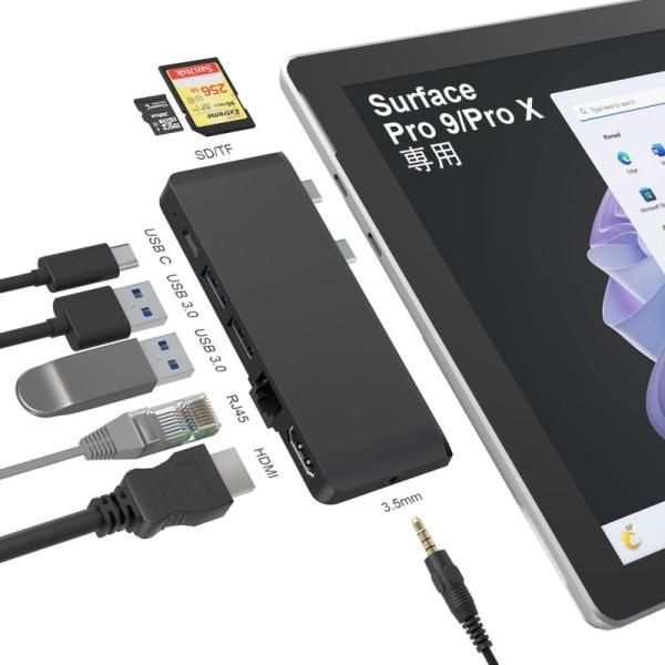 Surface Pro9 USBハブ 8-in-2 マルチポート拡張 Thunerbolt4 USB...