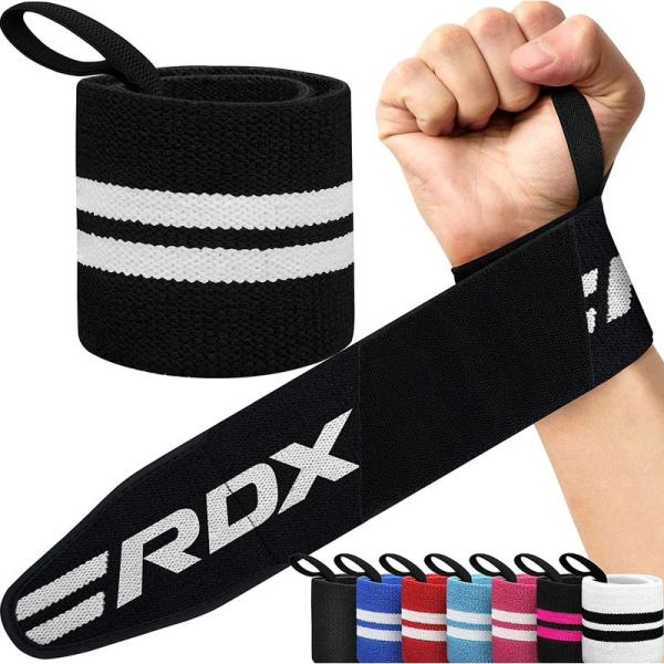 RDXウエイトリフティング手首サポートラップ（親指ループ付き）は、筋力トレーニング、パワーリフティン...