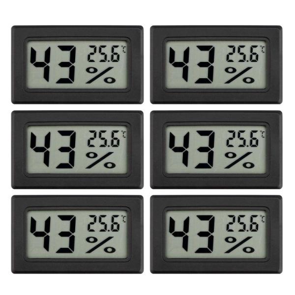 FORIOT 6個 の黒の小型デジタル湿度計の温度計 LCD の表示温度および湿気のメートル 携帯用...