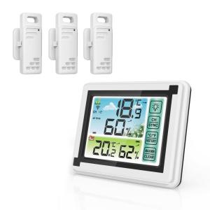 デジタル温湿度計 温度計 湿度計 室内 室外センサー付き LCD大画面 カラースクリーン 見やすい バックライト 最高最低温湿度値表示 温度