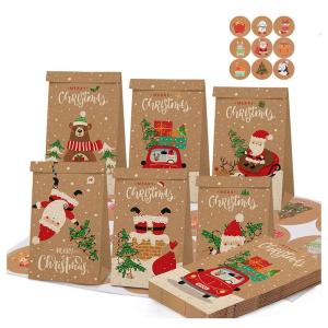 J&L エイ 12枚クリスマスラッピング紙袋 クリスマスプレゼントバッグ シール紙18枚付きラッピング用品 プレゼント用お祝い紙袋 セット｜hands-new-shop