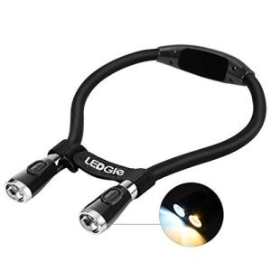 LEDGLE ランニング ライト ネックライト ハグライト ハンズフリー ライト 首掛け ライト 夜間 LED懐中電灯 角度調整可能 調光可能 フラッ