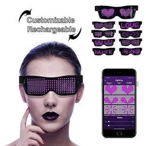 LEDサングラス LEDメガネ ブルートゥースLEDパーティーメガネカスタマイズ可能なLEDメガネUSB充電式9モードワイヤレス点滅LEDディスプレ ブルートゥースLEDパーティーメガネカスタマイズ可能なLEDメガネUSB充電式9モードワイヤレス点滅LEDディスプレイ フェスティバル用グロー眼鏡レイヴパーティー