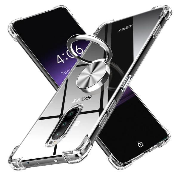 Sony Xperia 1 ケース リング付き クリア 耐衝撃 TPU 透明 薄型 全面保護 スマホ...