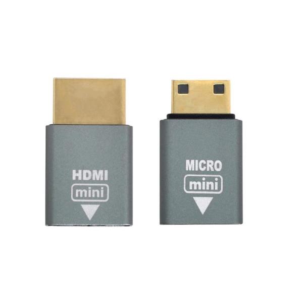 Xiwai マイクロHDMIメスからミニオス&amp;HDMI 1.4オスアダプター 4K@60hz 2個セ...
