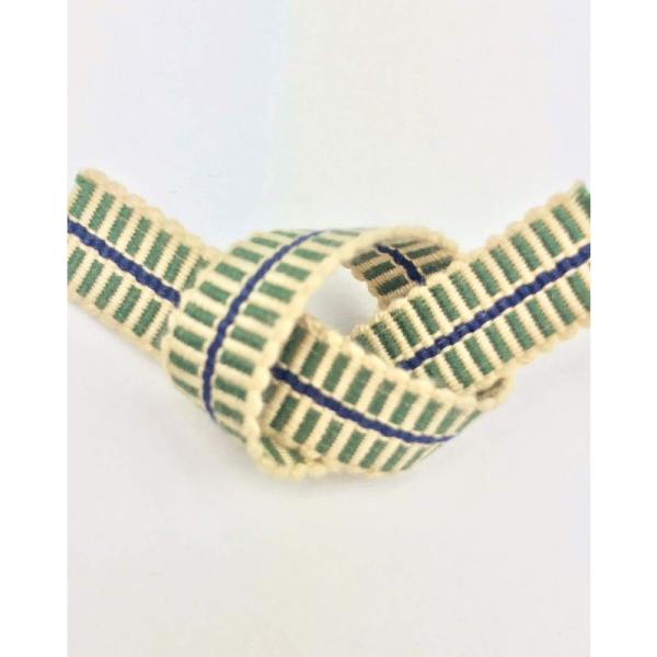 真田紐 木綿平紐-3分 2mカット 常盤緑+鳥の子色+鉄紺