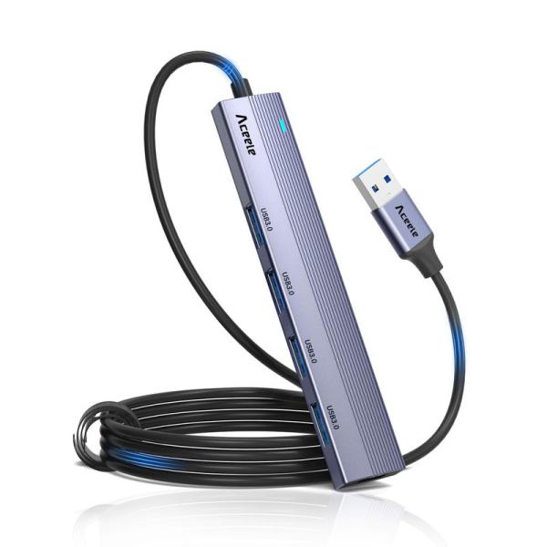 Aceele USB ハブ 5ポート USB 3.0 ハブ 120cm Type-C 給電用ポート付...