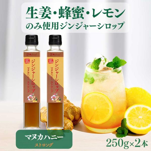 しょうが ジンジャーシロップ マヌカハニーストロング 250g×2個 瓶 ジンジャーエールの素 生姜...