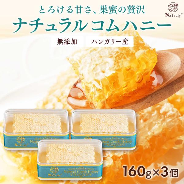 巣蜜 はちみつ ナチュラル コムハニー 160g×3個セット ハンガリー産 巣みつ ハニーコム コー...