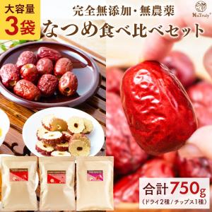 なつめ 無農薬 NaTruly なつめ 大容量 3種セット たっぷり750g（楼蘭ドライ種なし・チップス、大なつめドライ種あり）無添加 ドライフルーツ 棗 なつめチップス｜hands