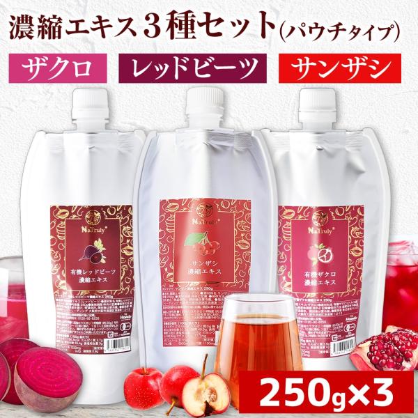 ザクロ レッドビーツ サンザシ ナトゥリー 濃縮エキス 250g×3種セット ザクロジュース ざくろ...