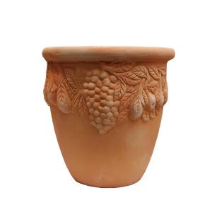 植木鉢 テラコッタ鉢 素焼き鉢 フルーツ柄 T49 30×H23 6.2kg