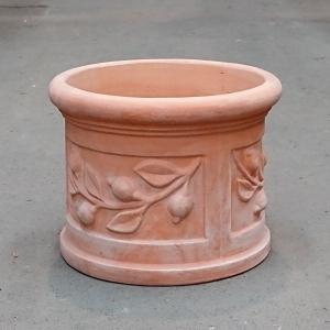 高さは、30cm陶器 植木鉢 テラコッタ鉢 素焼き鉢 レモン柄 30 （約）直径30cm 高さ
