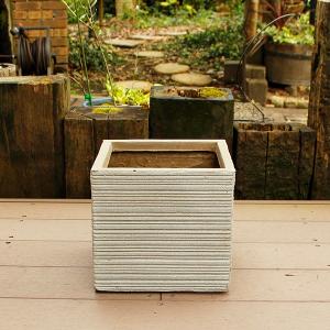 植木鉢 ファイバークレイ ストライプ 角型 30×27 : ハンズマン
