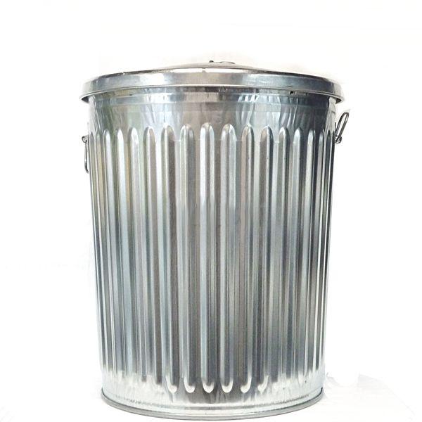 ゴミ箱 ブリキ缶 ふた付き 蓋 / メッキゴミ箱 中 約90L ブリキ バケツ 6519806 送料...