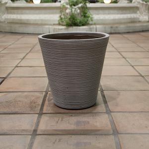植木鉢 ファイバークレイ ストライプ 丸型 背低 35×35 ベージュ