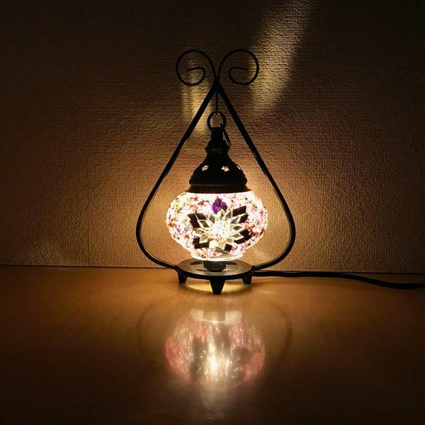 ラウンド型ハンギングランプ トルコ製 Sサイズ  《ガラス玉：W10cm H8cm》 トルコランプ ...