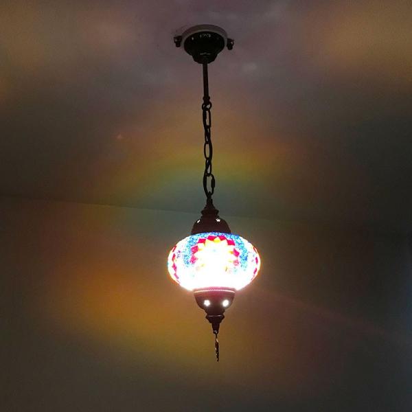 吊り下げ型シーリングランプ トルコ製 Lサイズ  《ガラス玉：W16cm H11cm》 トルコランプ...