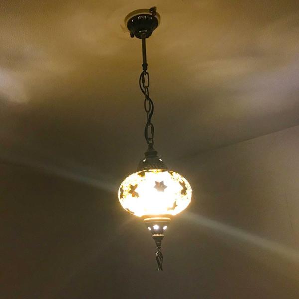 吊り下げ型シーリングランプ トルコ製 Lサイズ  《ガラス玉：W16cm H11cm》 トルコランプ...