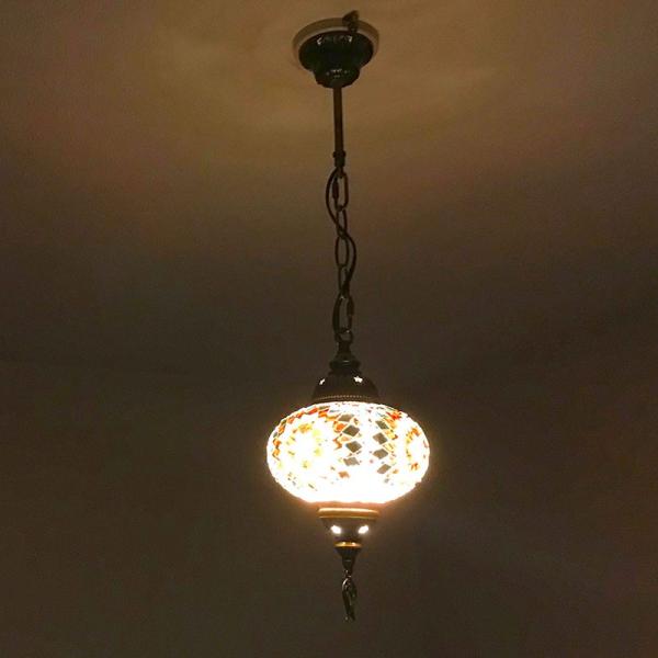 吊り下げ型シーリングランプ トルコ製 Lサイズ  《ガラス玉：W16cm H11cm》 トルコランプ...
