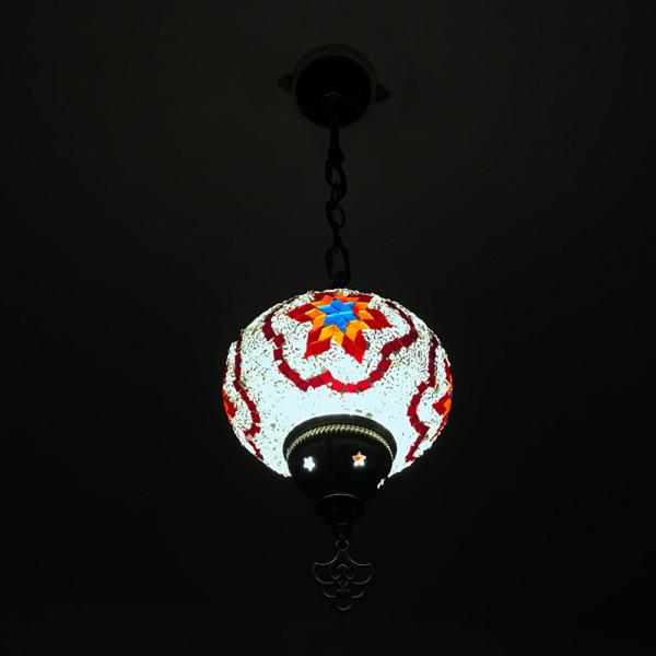 吊り下げ型シーリングランプ トルコ製 Lサイズ  《ガラス玉：W16cm H11cm》 トルコランプ...