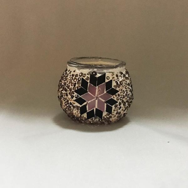 キャンドルホルダー モザイクガラス トルコ製 Sサイズ  《ガラス玉：W7.5cm H6cm》 モザ...