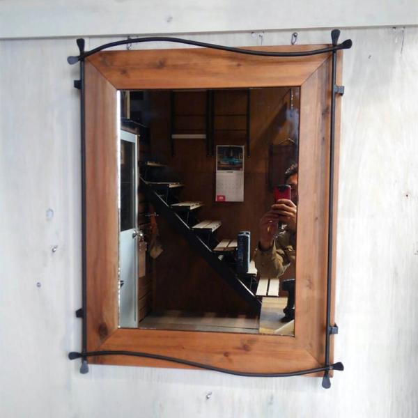 アイアン＆ウッド 美容院向けウォールミラー　スタンダードサイズ