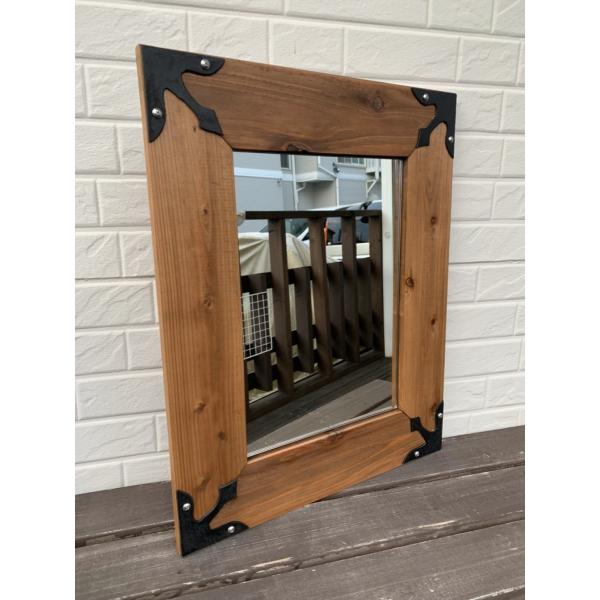 アイアン＆ウッド 美容院向けウォールミラー　ミニ TypeA