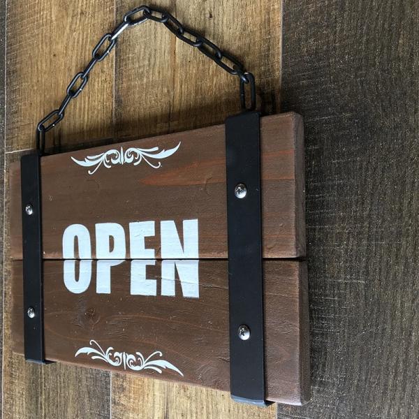 アイアン 店舗向け吊り下げ看板 【OPEN/CLOSE看板】 チェーン看板  アンティーク看板 30...