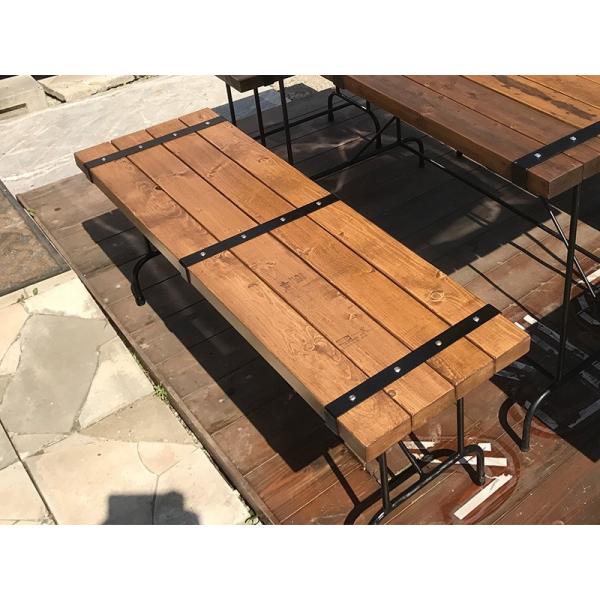 アイアン ベンチ （2人掛け用椅子） 無垢材使用のインでもアウトでも使えるグランピング家具 【鉄製&amp;...
