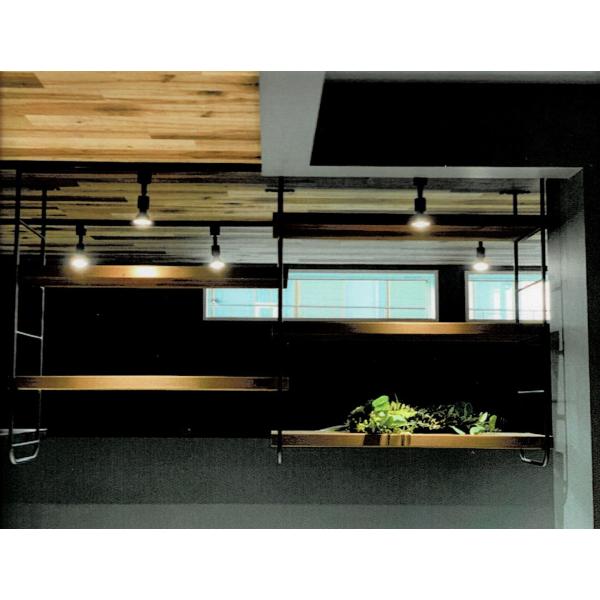 シーリングシェルフ W900　リビングシェルフ3列 吊り下げ式 収納棚 アイアン＆ウッド