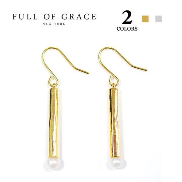 ★  FULL OF GRACE フルオブグレイス 全2色 パールバーピアス Pearl Earri...