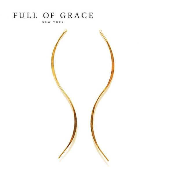 ★  FULL OF GRACE フルオブグレイス ウェーブ ワイヤー ロング スタッズピアス Wa...