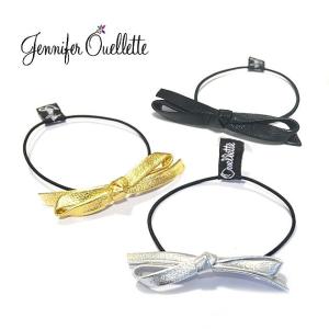 Jennifer Ouellette ジェニファー オーレット 全3色 レザー パテント メタリック リボン ヘアゴム Bow with Pony Hair Band｜handsoftheworld