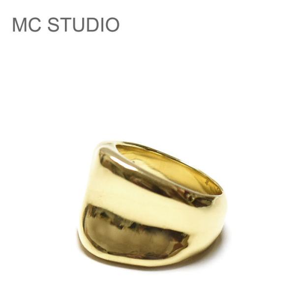 MC STUDIO エムシースタジオ 幅広 ボリューム リング ゴールド RUGGED Ring G...