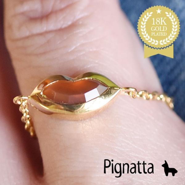 ≪Pignatta≫ ピニャッタ リップ くちびる モチーフ 天然石 ハイドロストーン チェーン ゴ...