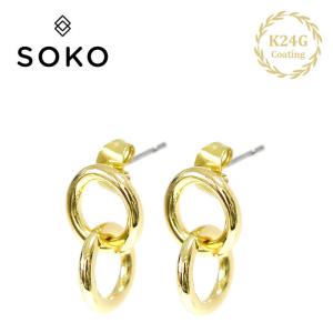 SOKO ソコ サークル リング 2連 ゴールド スタッズ フープ ピアス Kumi Mini Hoop Studs Earrings Gold