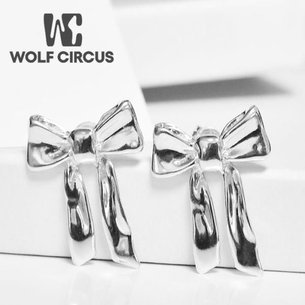 ≪WOLF CIRCUS≫ ウルフサーカス リボン モチーフ スタッズ ピアス シルバー SV925...