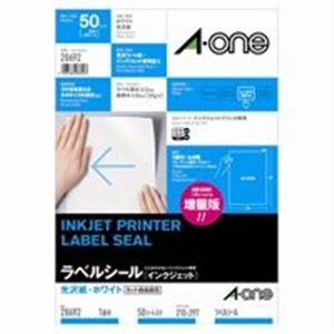エーワンインクジェット用ラベルシール 〔 A4/全面 50枚〕 ノーカット 光沢紙 28692