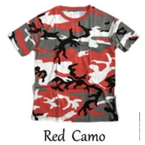 カモフラージュ Tシャツ Mサイズ レッド カモ 綿100％ 男女兼用 迷彩 ティーシャツ ミリタリ...
