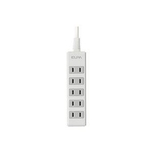 （まとめ）朝日電器 ELPA OAタップ5個口2m LPT-502N（W） 〔×5セット〕